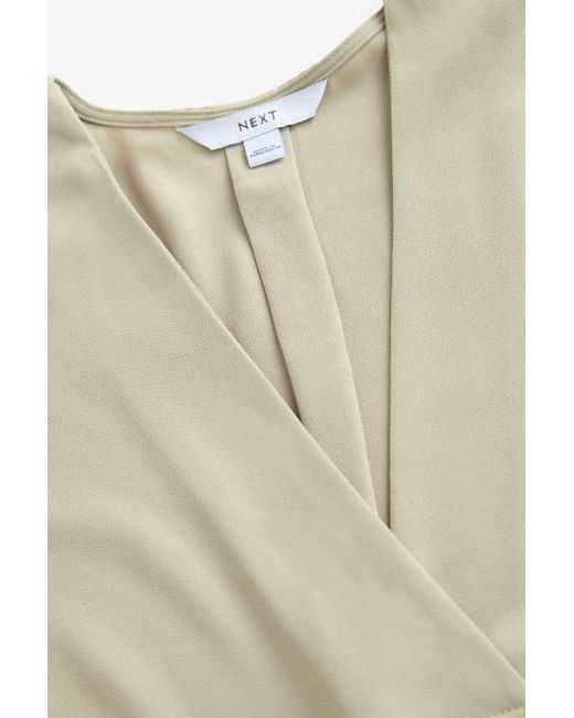 Next Green Kurzarmbluse Relaxed Fit Schlupfbluse mit V-Ausschnitt (1-tlg)