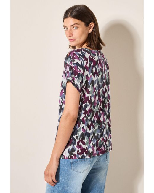 Cecil Blue Print-Shirt im soften Baumwoll-Mix