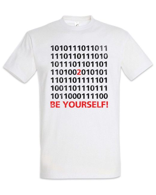 Urban Backwoods Print- Be Yourself Binary T-Shirt Weiß Größe XL in White für Herren