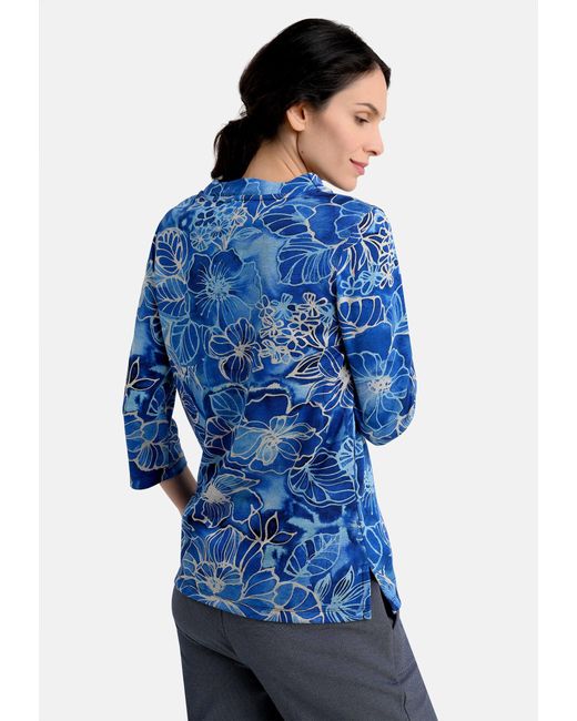 Bicalla Blue T- Shirt mit üten- und Blätter-Print in Blau (1-tlg)