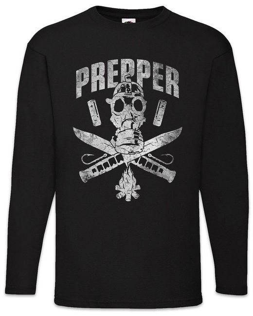 Urban Backwoods Langarmshirt Prepper Logo Langarm T-Shirt Prepping Surviaval Endzeit Survival Sign in Black für Herren