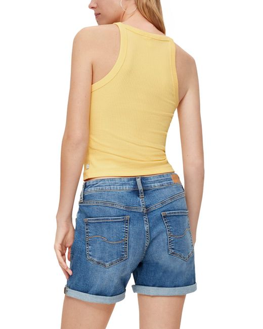 QS Yellow Shirttop Top aus Baumwollstretch