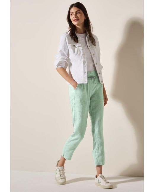 Cecil Natural Leinenhose Style Tracey mit elastischem Bund und Tunnelzug