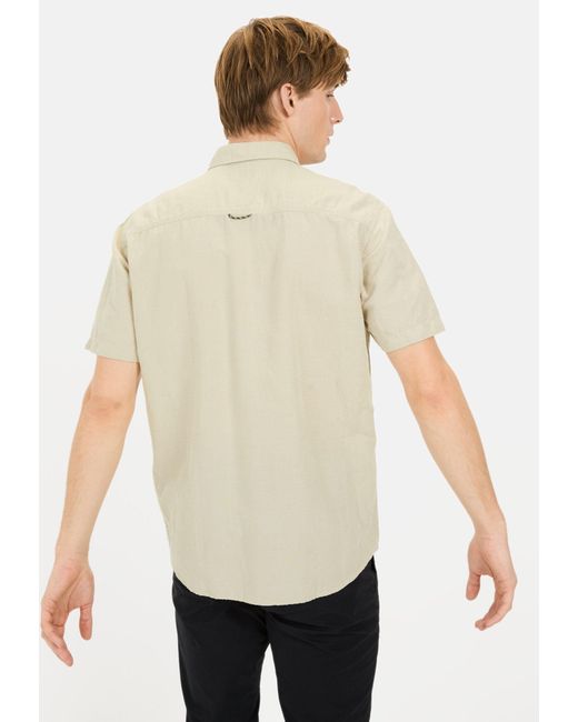 Camel Active Kurzarmhemd aus einem Baumwoll-Leinenmix Button-Down in White für Herren
