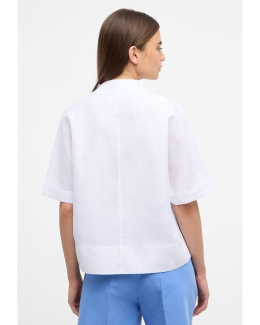 Eterna White Klassische Linen Shirt Bluse Leinen Kurzarm