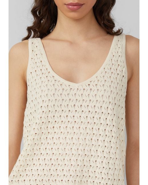 QS Natural Shirttop Stricktop mit Ajourmuster