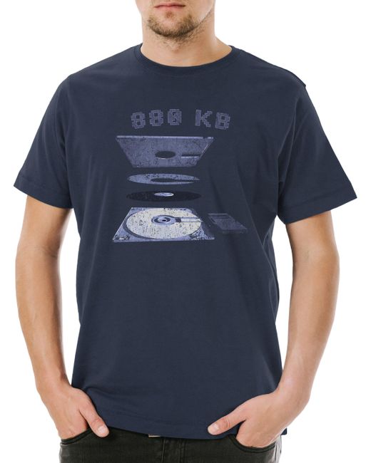 Urban Backwoods Print- Explosion 3.5 Floppy Disk T-Shirt Retro Computer Commodore PC in Blue für Herren
