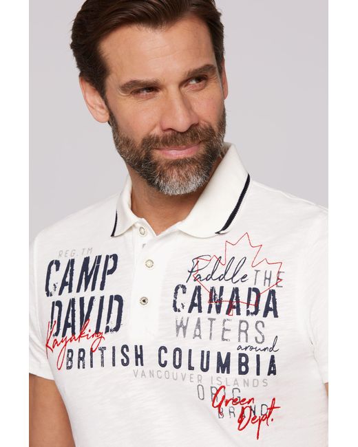 Camp David Poloshirt aus Baumwolle in White für Herren
