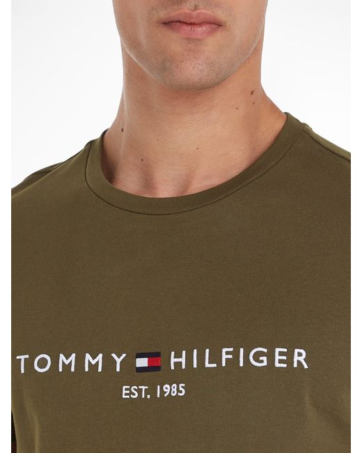 Tommy Hilfiger Hilfiger T-Shirt TOMMY LOGO TEE aus reiner, nachhaltiger Baumwolle in Green für Herren