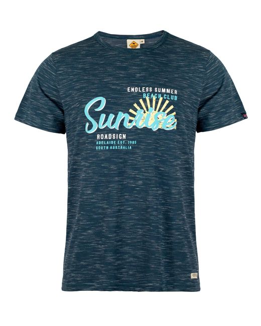 ROADSIGN australia T-Shirt Sunrise (1-tlg) mit inspirierendem Print und stilvoller melierter Optik in Blue für Herren