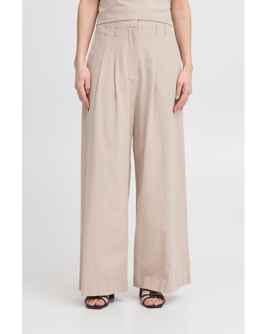 Ichi Pink Loungehose IHUNITY lässige Hose mit Bundfalten und Kordel