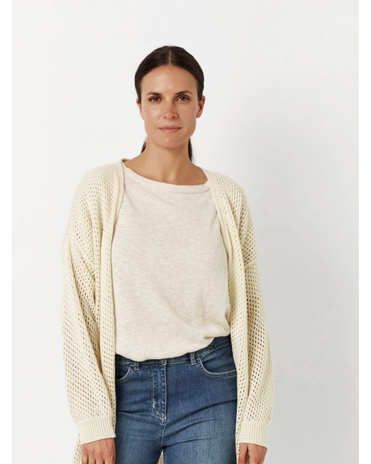 Toni White Cardigan Hilla in offener Form aus Lochstrick