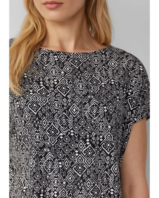 S.oliver Gray Shirttop Fließendes T-Shirt aus Viskosemix mit All-over-Muster