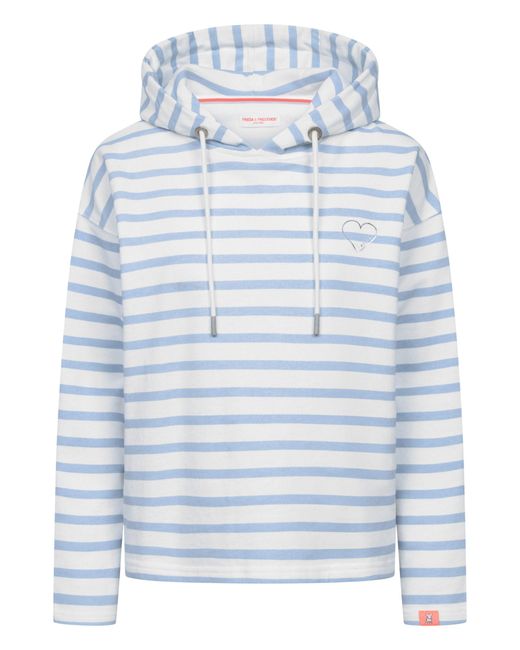 Frieda & Freddies Blue Strickpullover Hoodie mit Kontrastverarbeitung