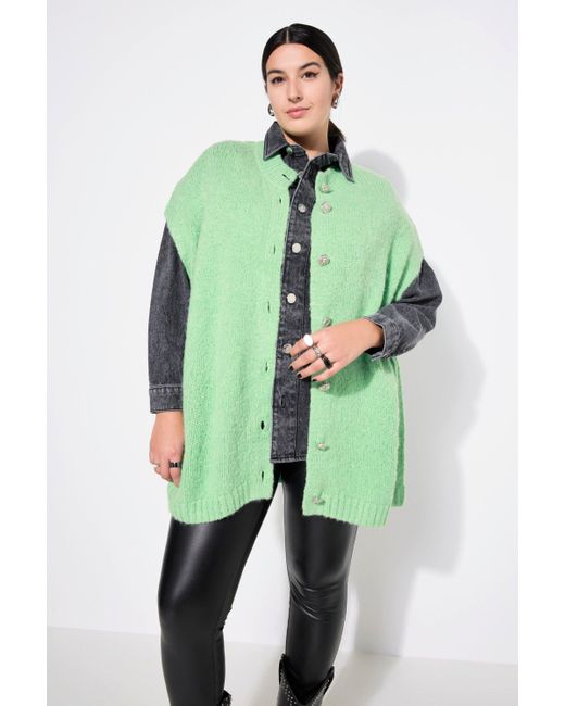 Studio Untold Green Strickjacke Strickweste oversized extra weich