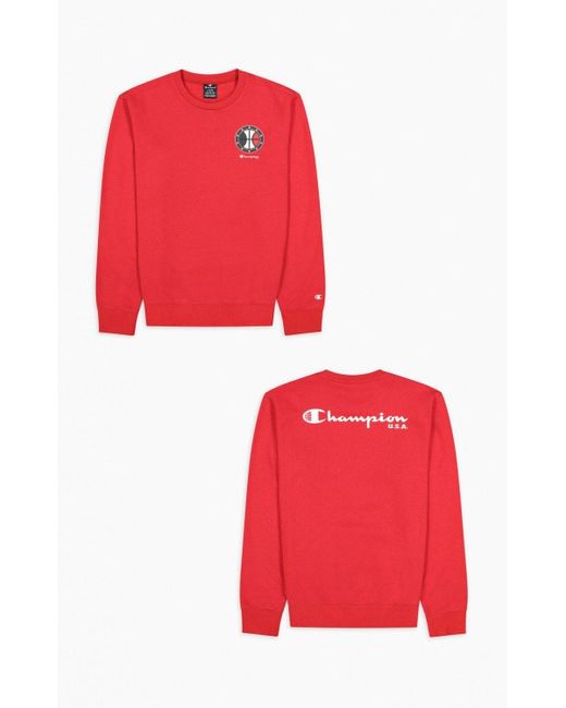 Champion Crewneck Sweatshirt HTR/NNY in Red für Herren