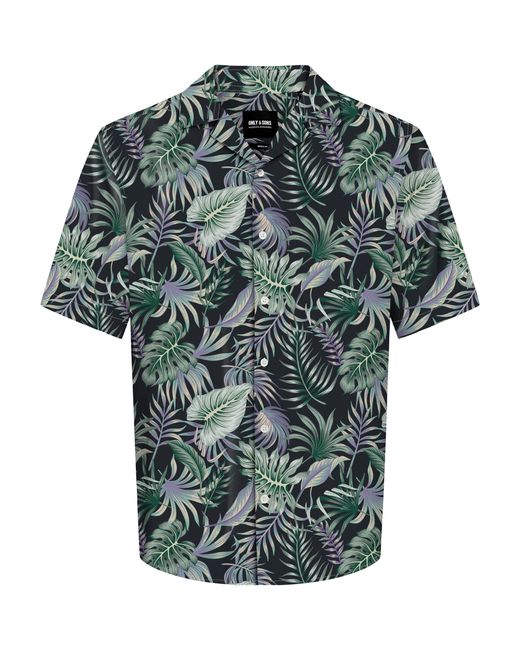 Only & Sons Hawaiihemd ONSWAYNE LIFE AOP SS VISCOSE SHIRT NOOS in Green für Herren