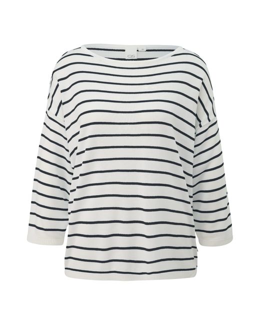 QS White 3/4 Arm-Pullover mit Streifenmuster