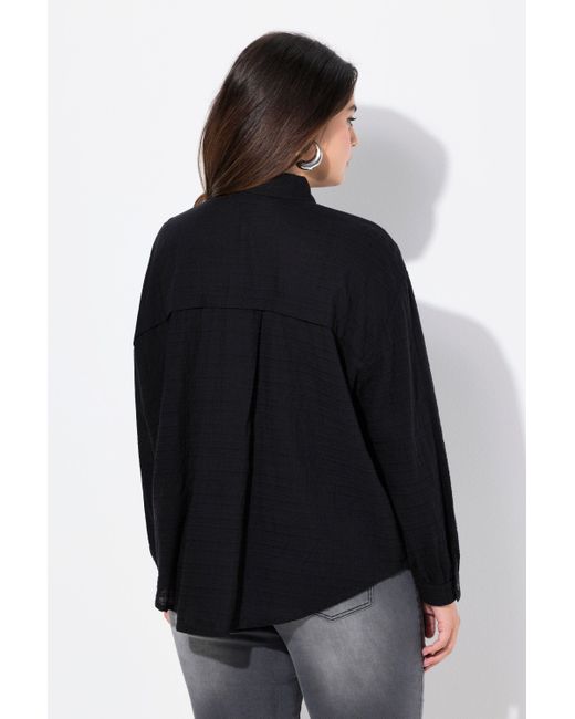 Ulla Popken Black Hemdbluse Oversized Hemdkragen Langarm