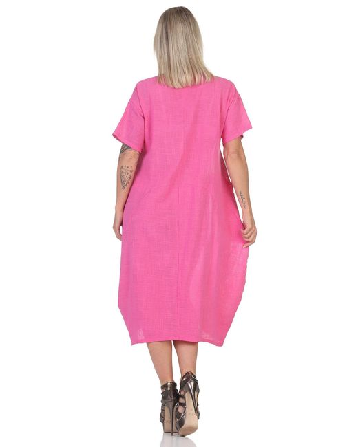 Mississhop Pink Sommerkleid Leicht und Lebendig – 100 % Baumwollkleid M.387