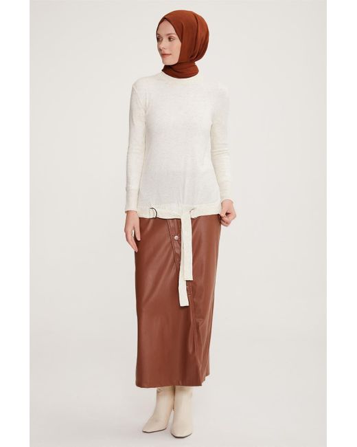 Armine White Langarmbluse Armine Pullover – Moderne und elegante Hijab-Mode