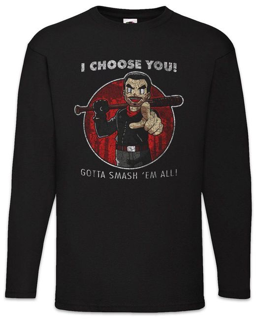 Urban Backwoods Langarmshirt Negan Choose You Langarm T-Shirt Walking Zombie Walkers Dead Lucille in Black für Herren