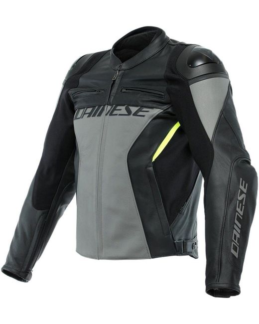 DAINESE Motorradjacke Racing 4 Motorrad Lederjacke Atmungsaktiv protektoren reflektierende robust in Black für Herren