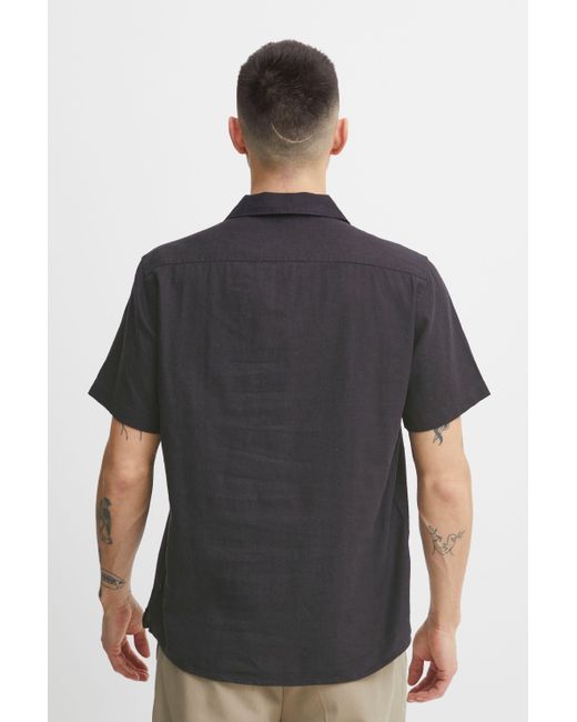 Solid Kurzarmhemd SDAllan Cuba Kurzarmshirt aus Leinenmix in Black für Herren