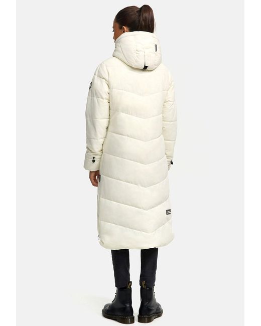 Marikoo White Winterjacke Benikoo langer Winter Mantel gesteppt