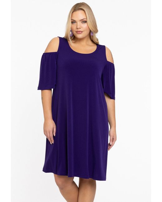 Yoek Purple A-Linien-Kleid Große Größen