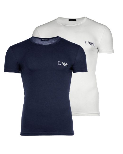 Emporio Armani T-Shirt Baumwolle BOLD MONOGRAM (Packung, 2er Pack) in Blue für Herren