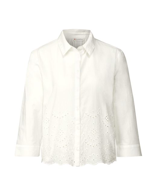 Street One White Hemdbluse mit Stickerei und Knopfleiste