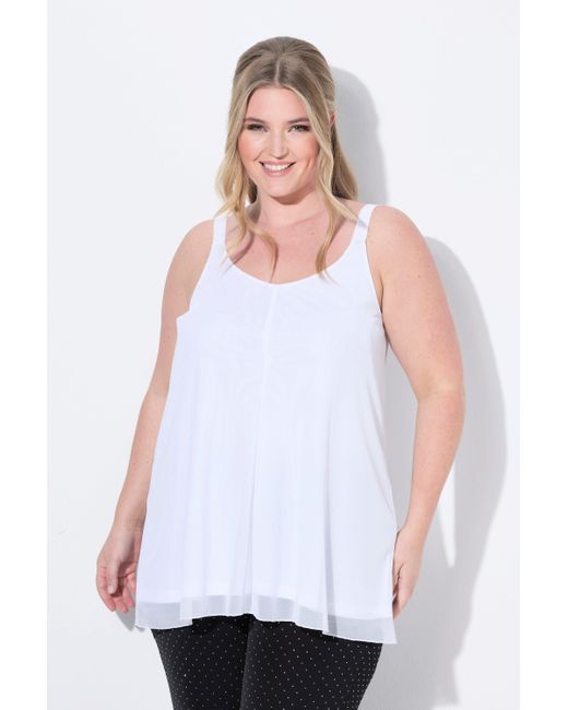 MIAMODA White Longtop Top A-Linie Mesh