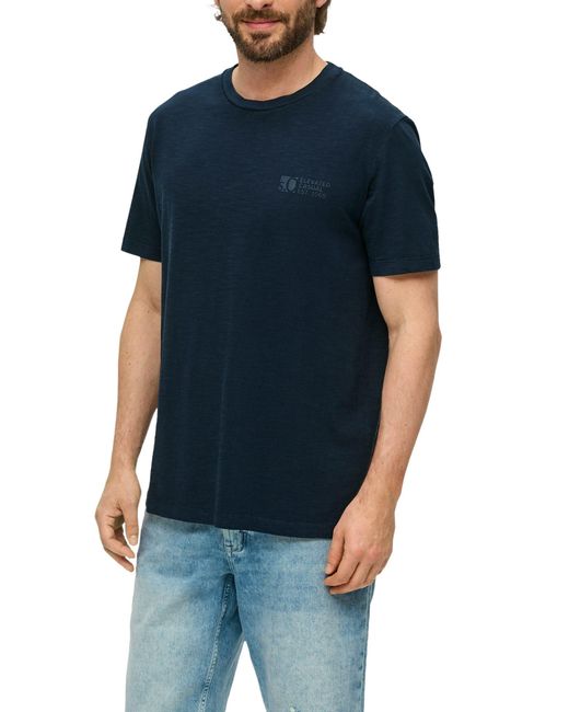 S.oliver T-Shirt in melierter Optik in Blue für Herren