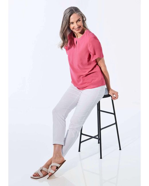 Goldner Pink Kurzarmbluse Kurzgröße: Bluse mit aufregender Ärmellösung