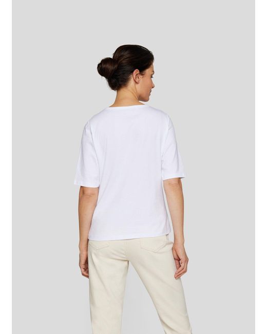 Rabe White Rundhalsshirt mit Glitzer-Print und Stretch