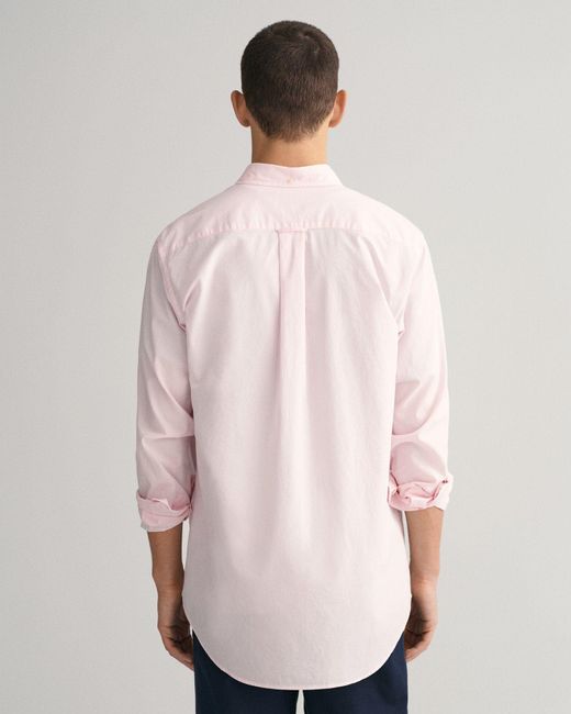 Gant Langarmhemd Regular Fit Popeline Hemd leicht strapazierfähig pflegeleicht mit Label Stickerei auf der Brusttasche in Pink für Herren