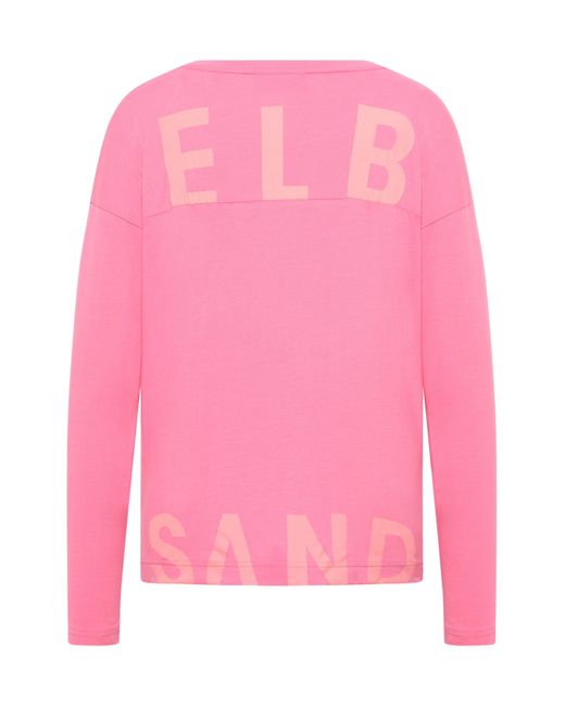 Elbsand Pink Langarmshirt Pya Rundhalsausschnitt, locker geschnitten