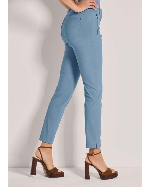 Madeleine Blue Stoffhose Kurzgröße: Enge Hose mit Reißverschlusstaschen