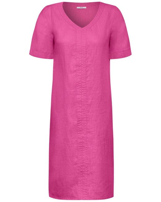 Cecil Pink Sommerkleid LINEN_Solid V-Neck Dress