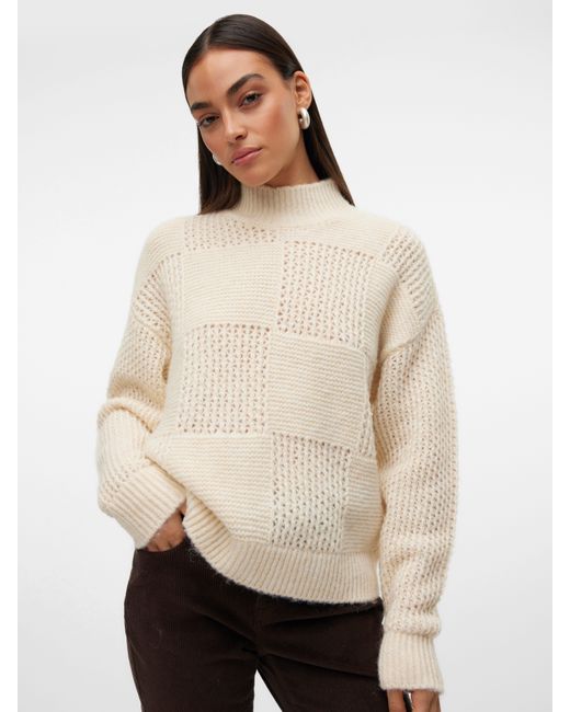Vero Moda Natural Strickpullover VMMOON LS HIGHNECK PULLOVER GA BF