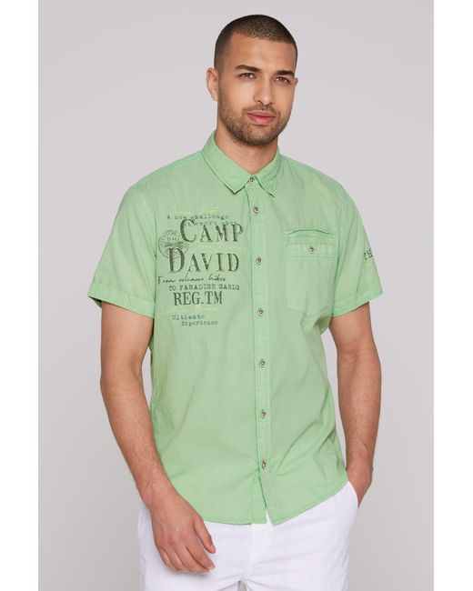 Camp David Kurzarmhemd aus Baumwolle in Green für Herren