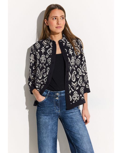 Cecil Black Langarmbluse Print Bluse