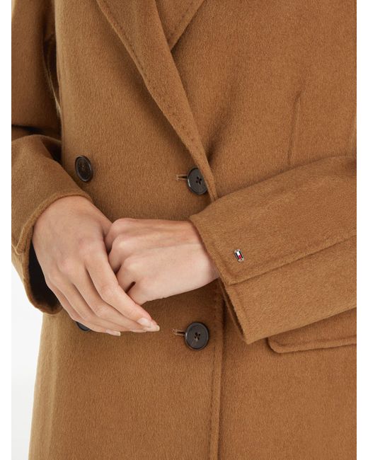Tommy Hilfiger Natural Wintermantel MD DF WOOL BLEND DB COAT mit Logostickerei