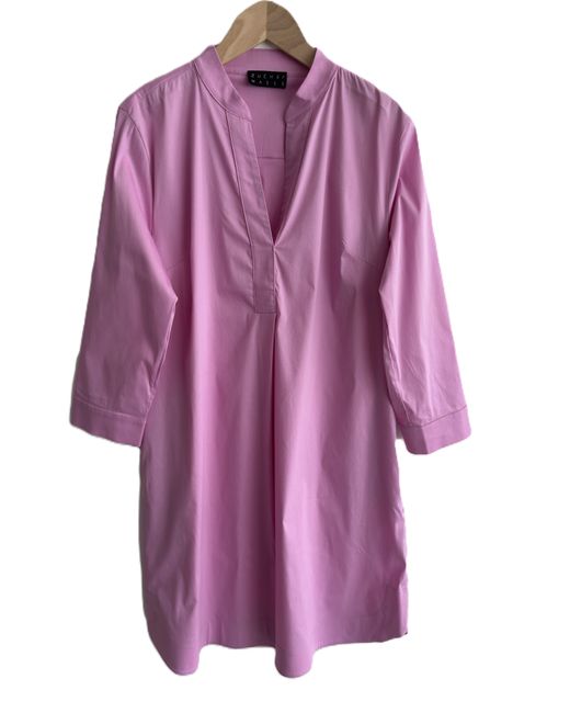 Zuckerwatte Purple A-Linien-Kleid mit V-Ausschnitt, aus wertiger Baumwolle Elasthan Mischung