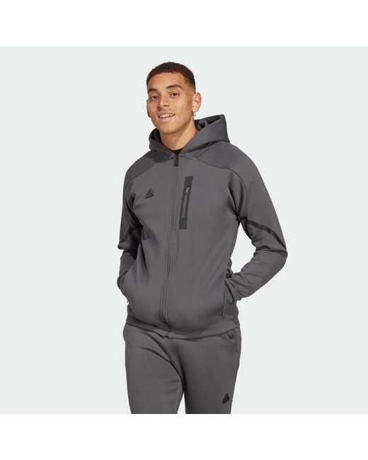 Adidas Hoodie DESIGNED FOR GAMEDAY KAPUZENJACKE in Gray für Herren