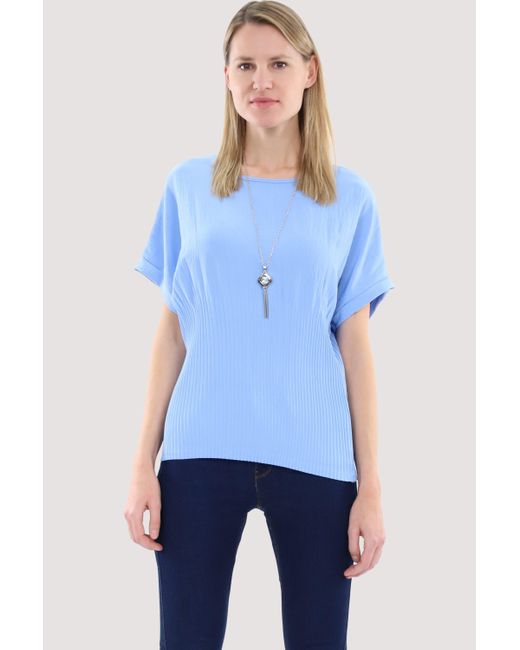 malito more than fashion Blue Schlupfbluse 1144 Bluse mit Halskette