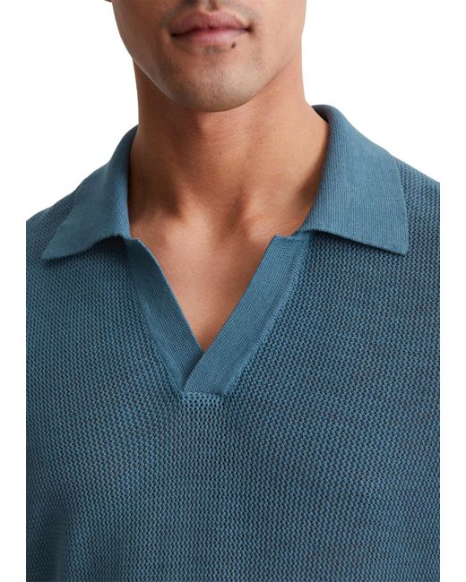 Marc O' Polo Polokragenpullover aus Bio-Baumwolle und Leinen in Blue für Herren