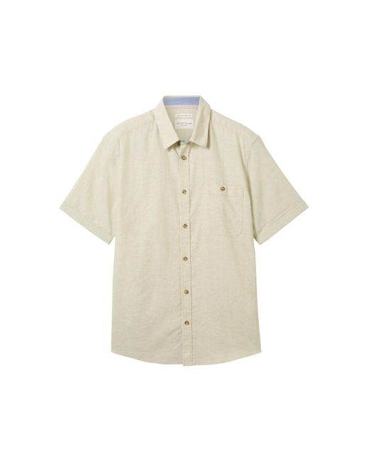 Tom Tailor T- cotton linen shirt in White für Herren