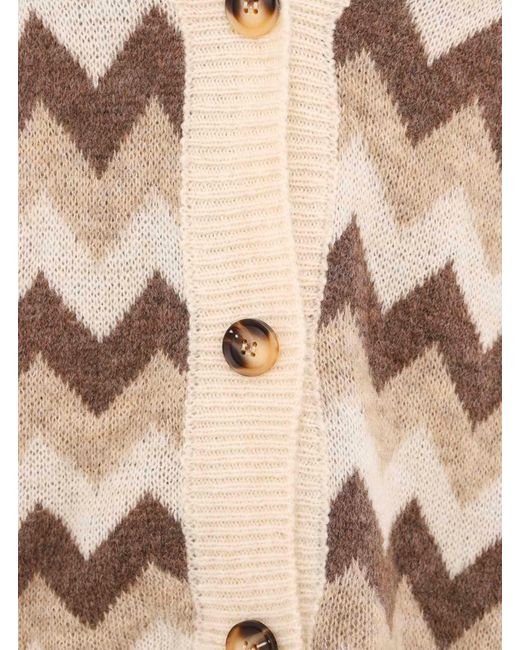 Zwillingsherz Natural Strickjacke "Buntes ZickZack" mit figurumspielendem Schnitt